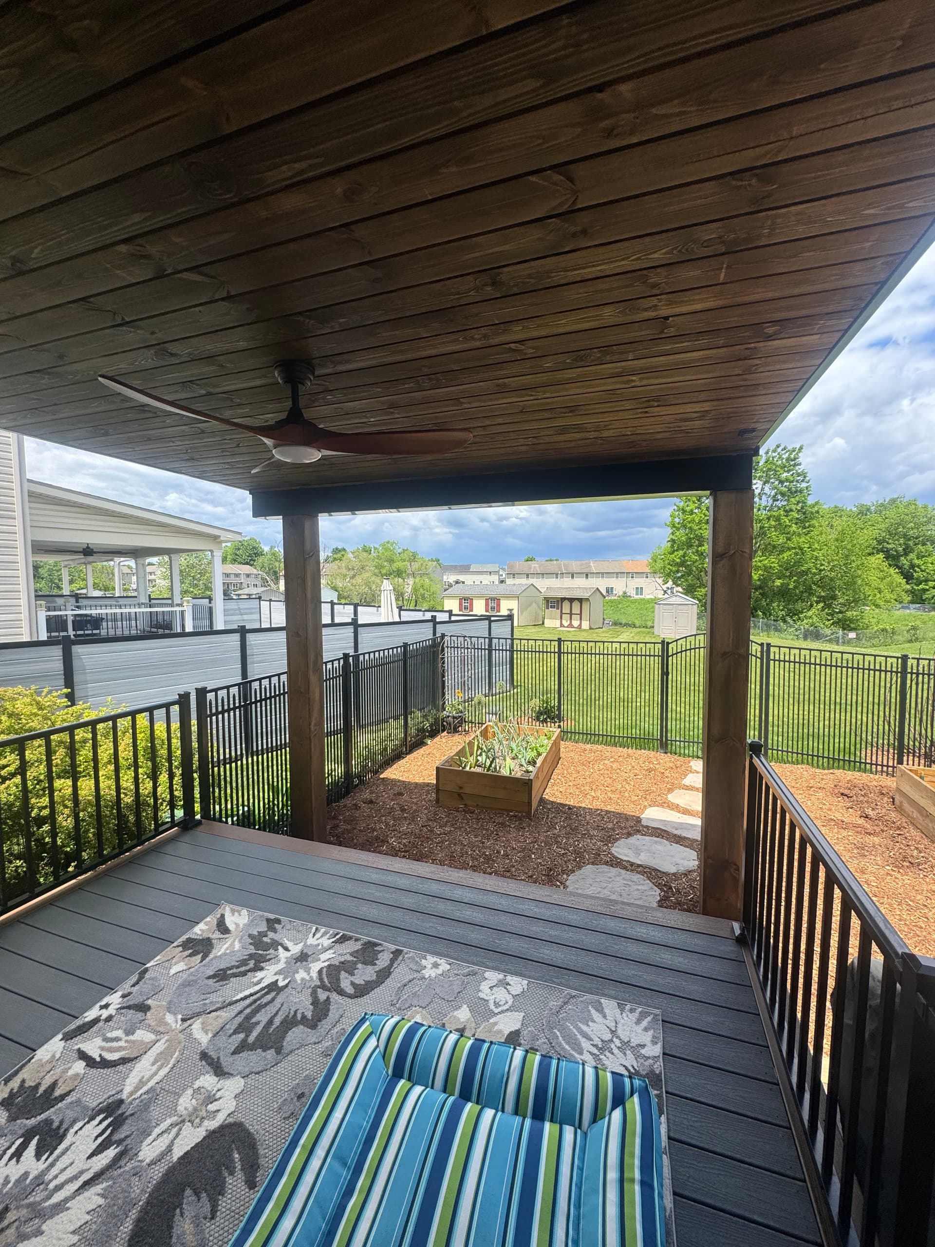 Covered Patio Build with Cedar Ceiling and Timber Posts