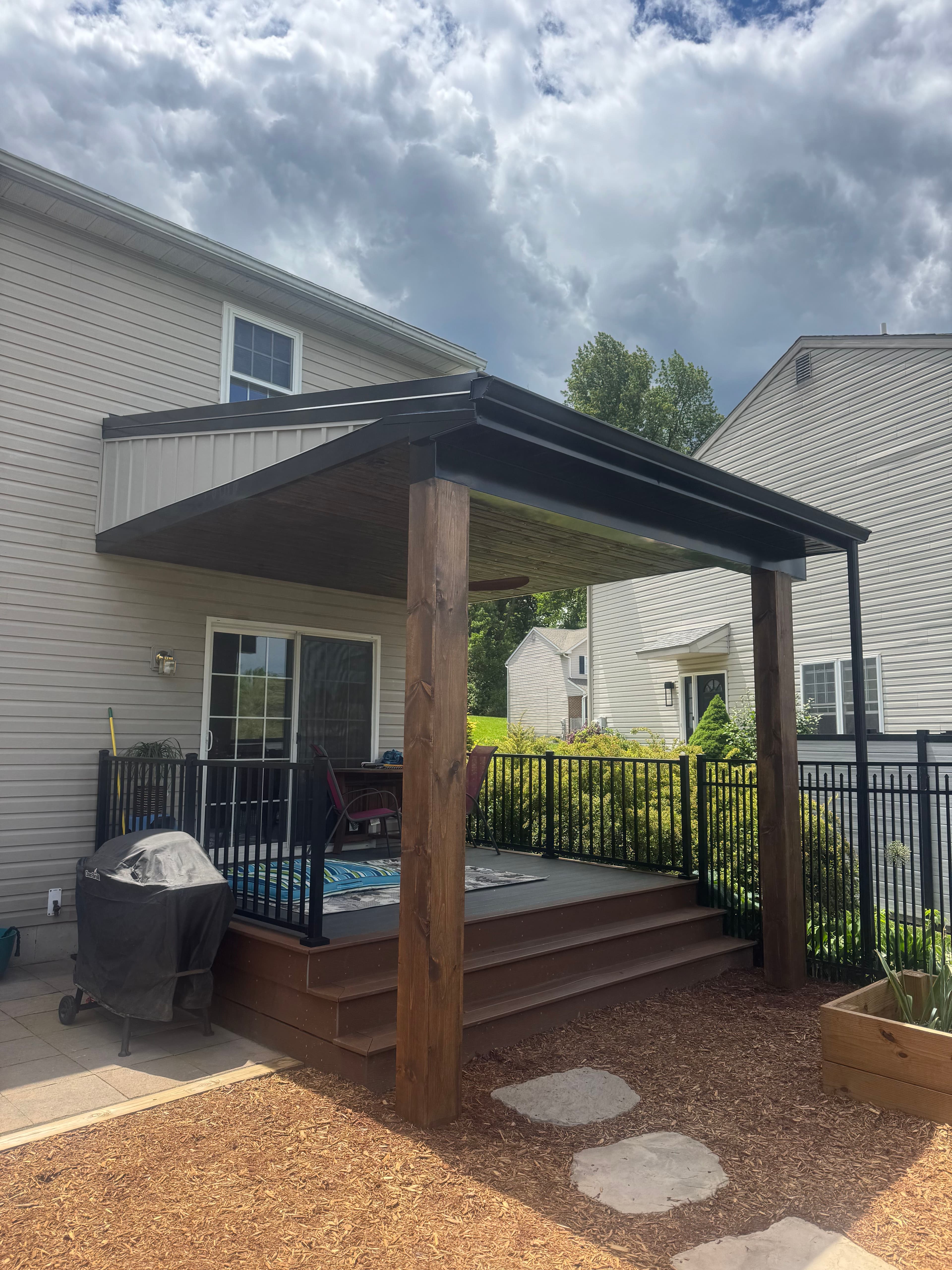 Project Covered Patio Build with Cedar Ceiling and Timber Posts image